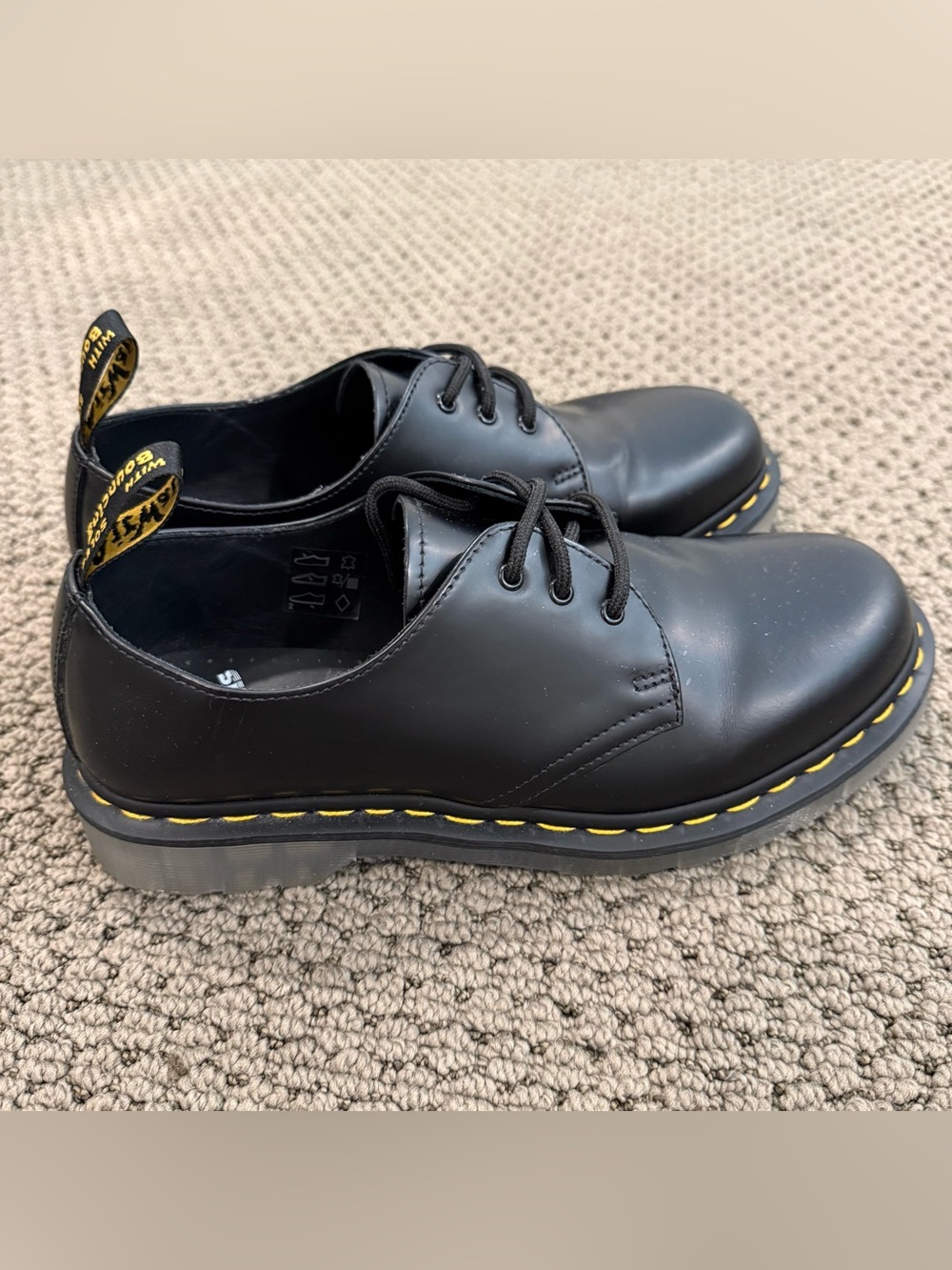 Dr. Martens Black 3-Eye Oxford with Yellow Stitching